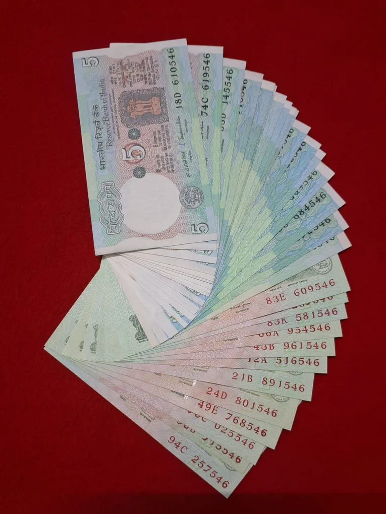 5 Rupee Signature Set GEM UNC Condition Rare to FIND All Note Ending Same Last Three Digit 546