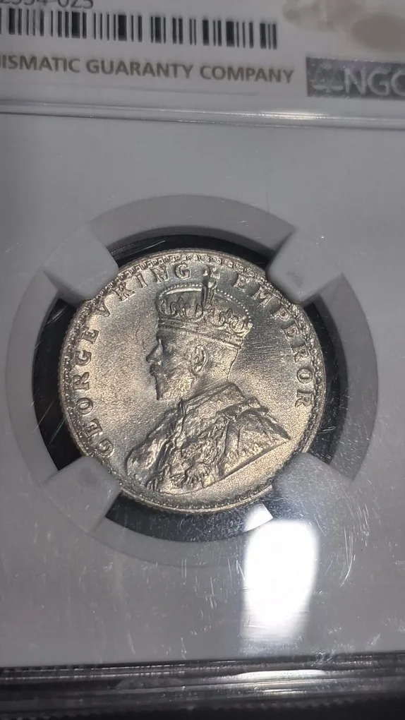 Rare Half Rupee 1926 NGC Graded Coin UNC Details George V King Emperor Coin