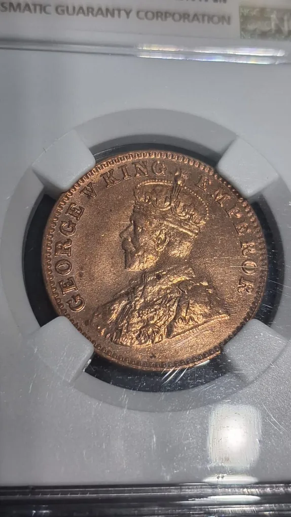 One Quarter Anna 1926 MS 65 NGC Graded Coin