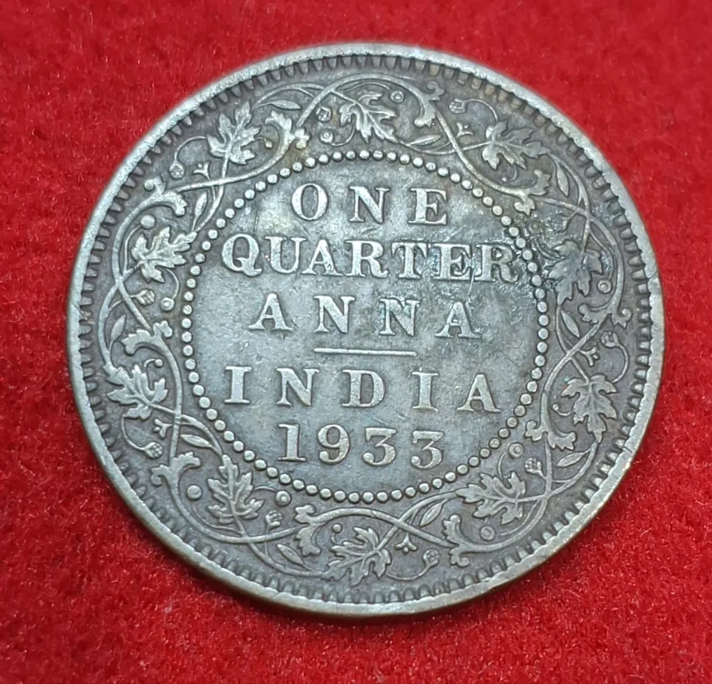 One Quarter Anna 1933 George V King Emperor Coin