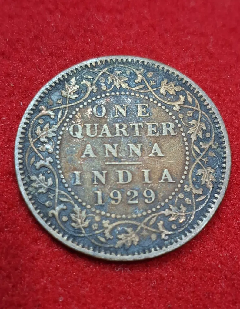 One Quarter Anna 1929 George V King Emperor Coin