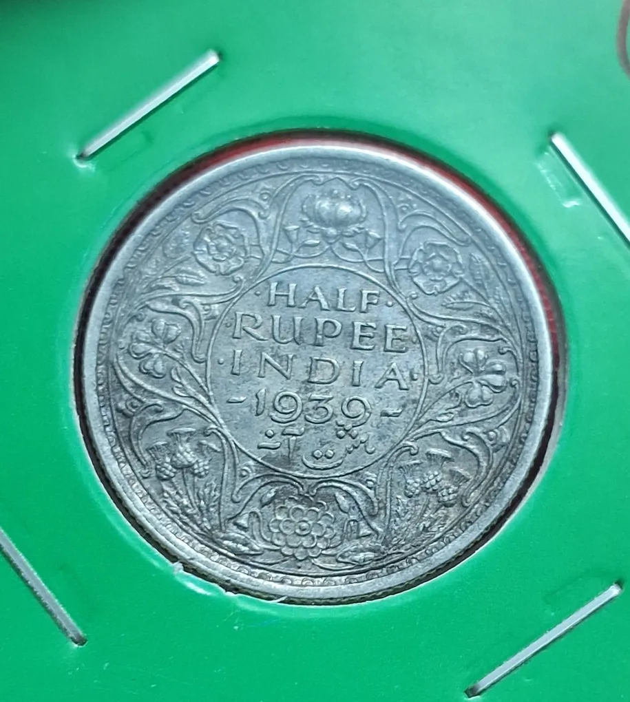Half Rupee Silver COIN1939 Bombay Mint Weight 5.83 GMS