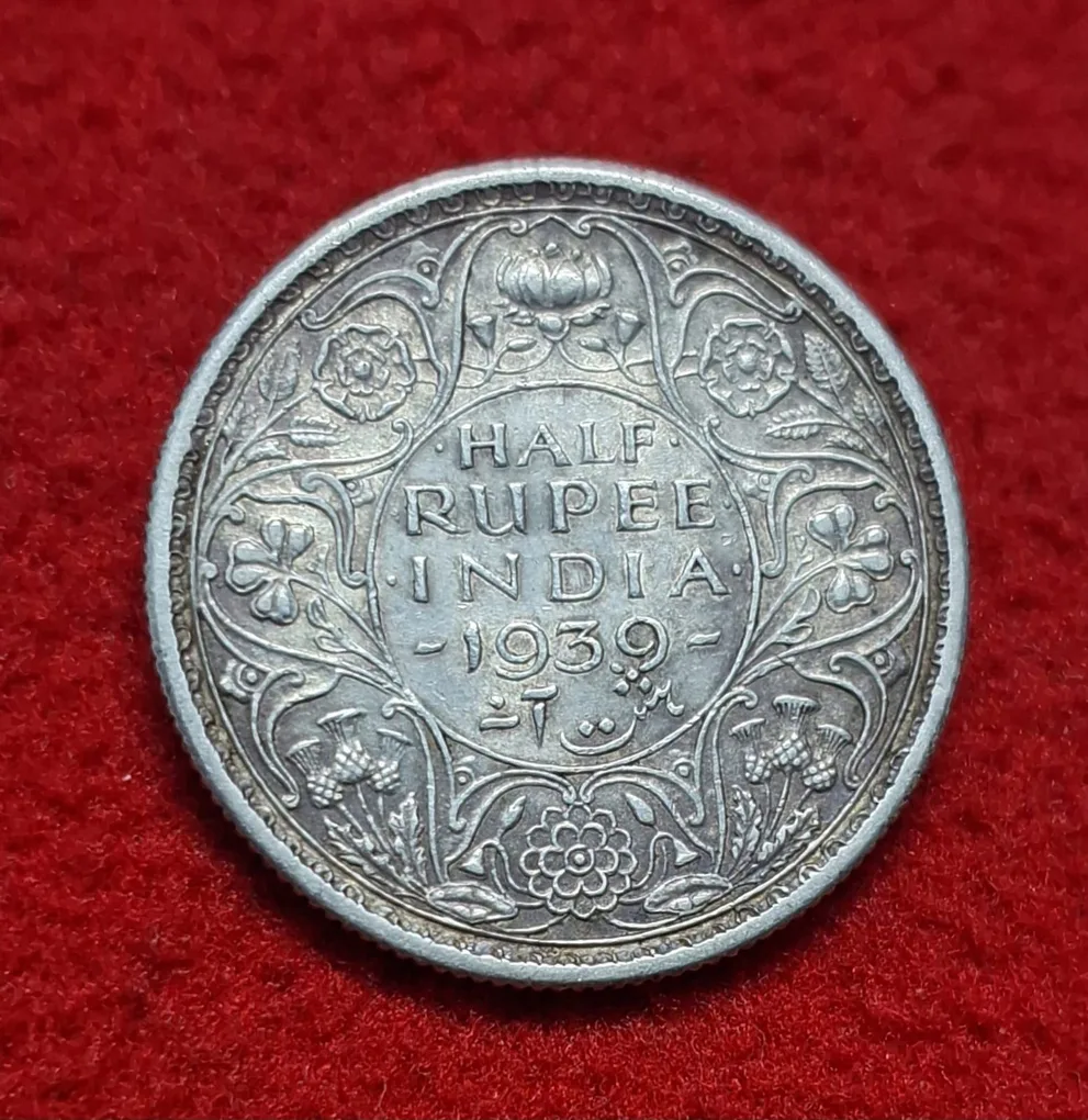 Half Rupee Silver Coin 1939 Calcutta Mint 04 Weight 5.83 GMS