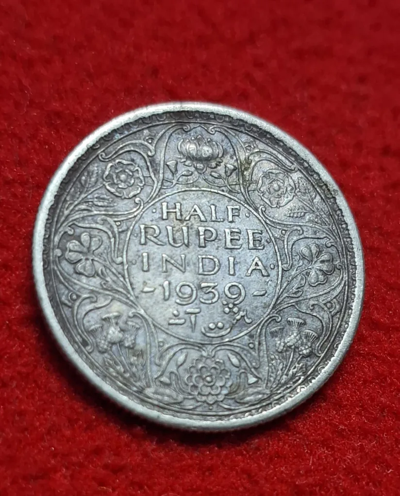 Half Rupee Silver COIN1939 Bombay Mint 06 Weight 5.83 GMS