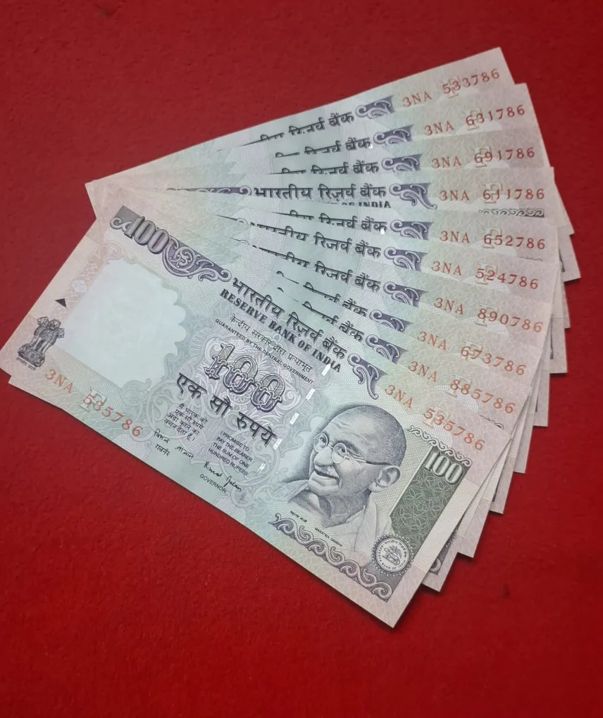 100 Rupee Note Ending 786 AUNC Condition Same Prefix 3NA Each Note PRICE493.5