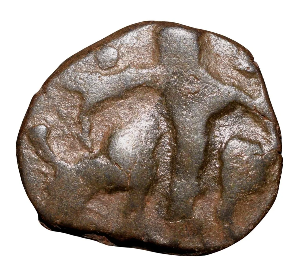 Copper Fractional Unit of Vasudev (AD 190-230) of Kushan Dynasty with Shiv & Nandi Type Rare
