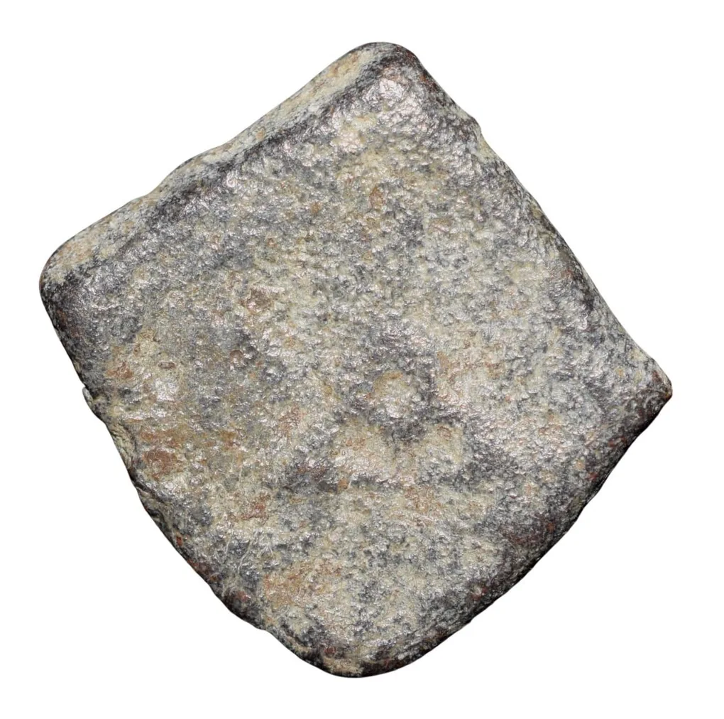 Lead Coin of Western Kshatrapa - Rudrasena III? (3rd Cen. AD) with Bull walking Right/3-Arched Hill Rare