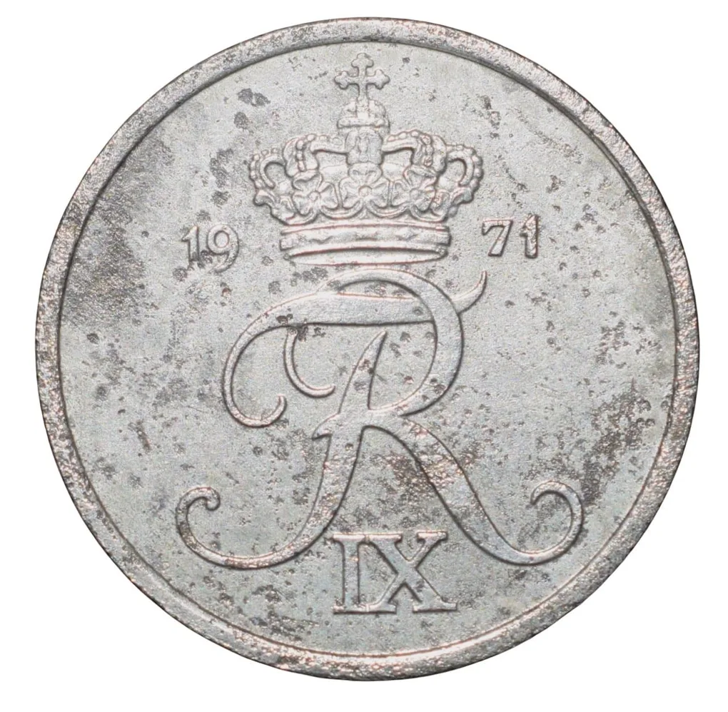 Old Zinc 1 Ore of Frederick IX (AD 1947-1972) of Danmark Country