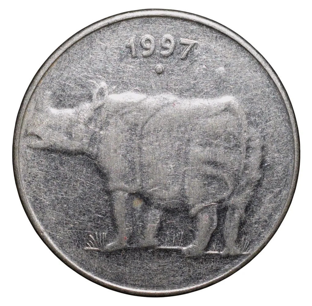 Steel 25 Paise of Republic India (AD 1997) of Noida Mint Scarce