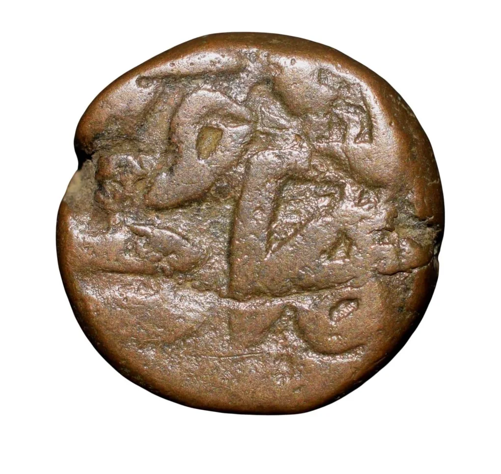 Copper 1/2 Falus of Ahmad III(AD 1553-60) of Gujrat Sultanate G547