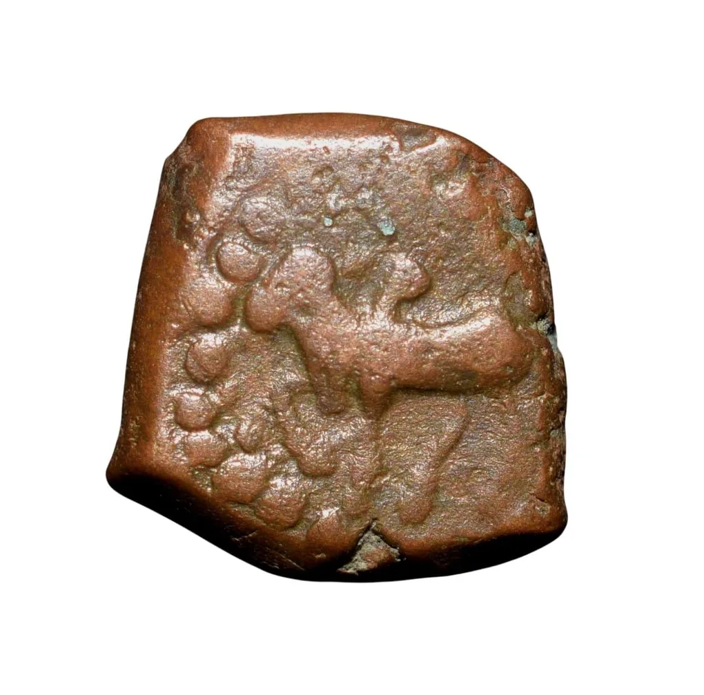 Copper Kakani of Ganapati Naga(c. 3rd Cen. AD) of Nagas Dynasty from Padmavati Bull Type Odd Square Shaped