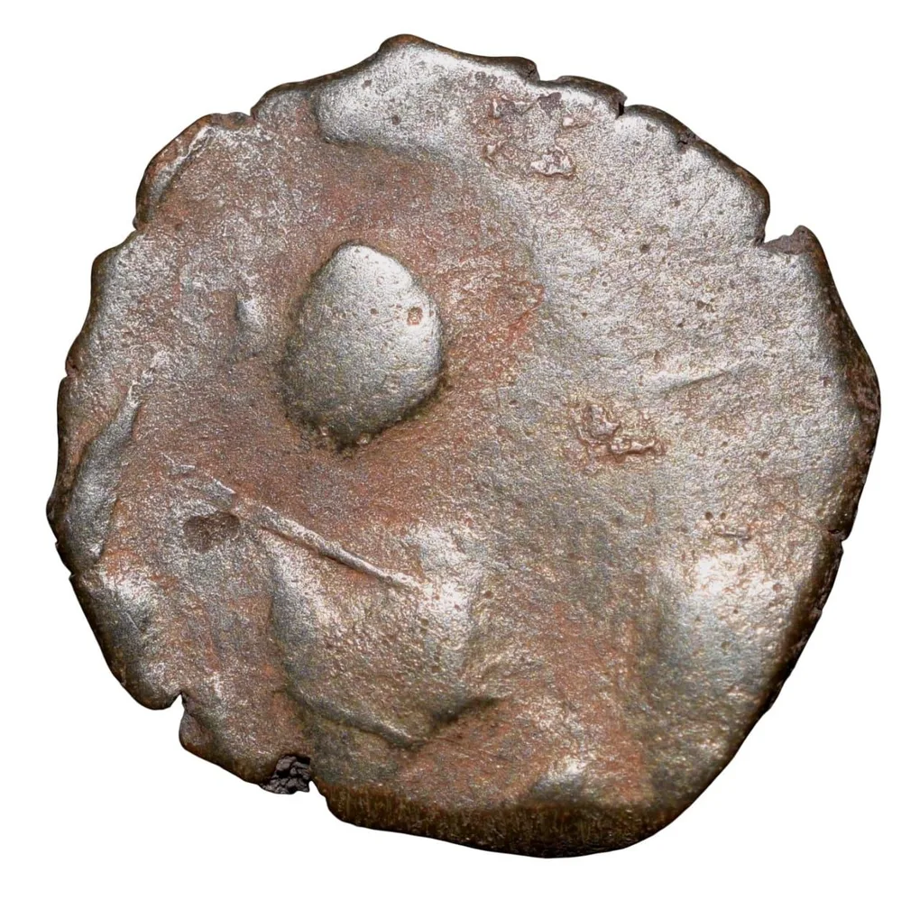 Copper Fractional 1/4 Drachma of Vasudev(AD 190-230) of Kushan Dynasty Shiv & Nandi Type