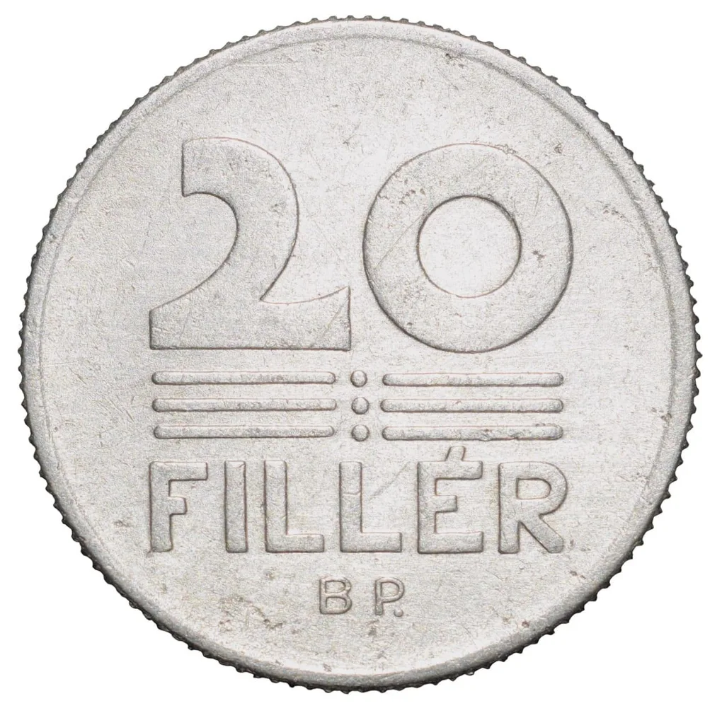 Aluminium 20 Filler of Hungary (AD 1974) with Three wheat stalks divide year