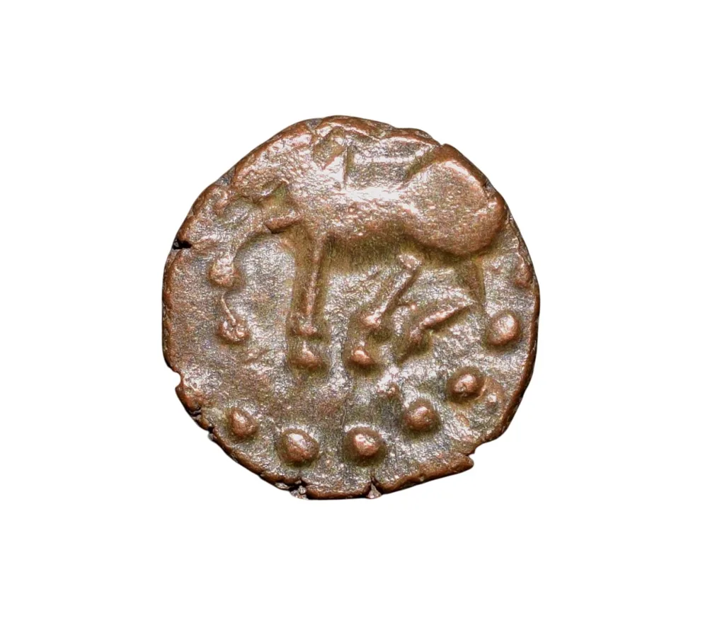 Copper Fractionl Kakani of Ganapati Naga(c. 3rd Cen. AD) of Nagas Dynasty from Padmavati Bull Type Rare