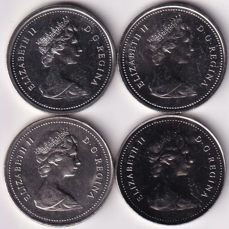 Canada 1 Dollar 1976 to 1979 Four Nickel Unc Coins Lot