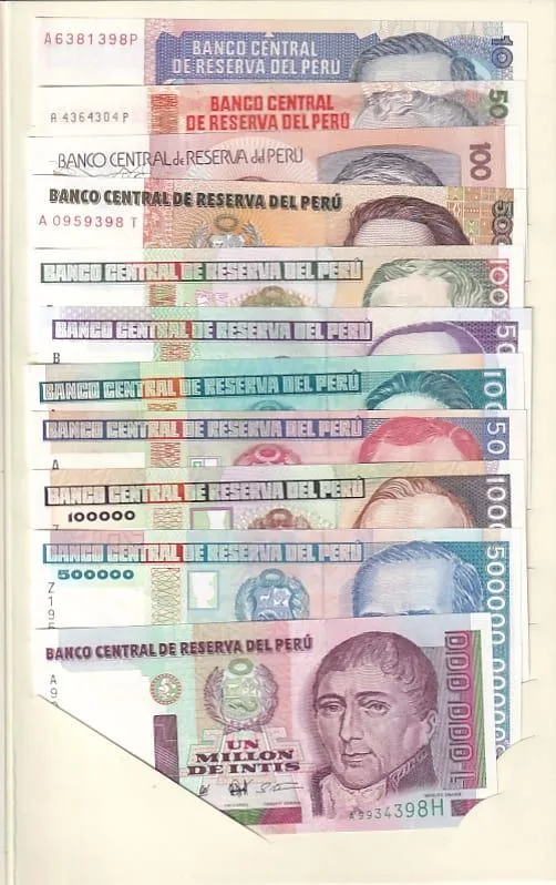 Peru 11 Different Bank Unc Notes Collection Very Rare