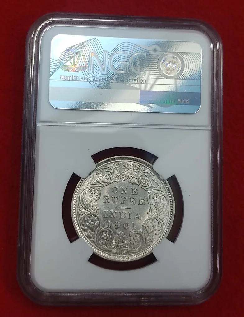 India Rupee 1901 Calcutta Mint NGC Graded MS 62