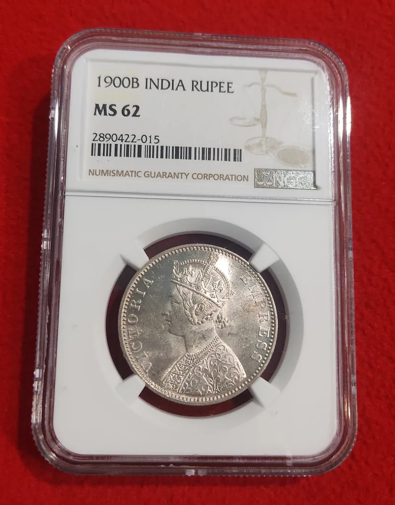 India Rupee Victoria Empress Year 1900 Bombay Mint NGC Graded MS 62