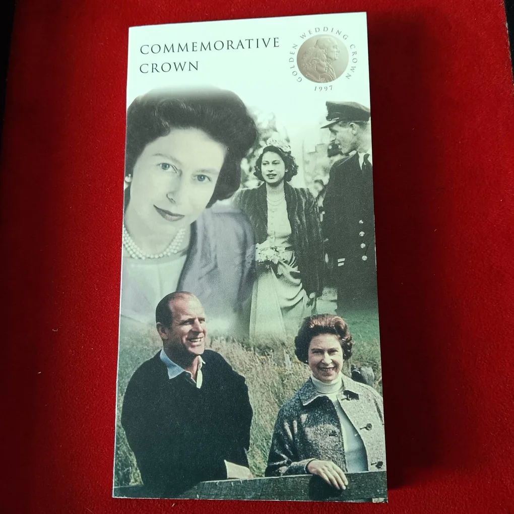 Rare Proof Coin Set 1997 Year Great Britain Golden Wedding Crown Proof Coin 5 Pounds Royal Mint Issue