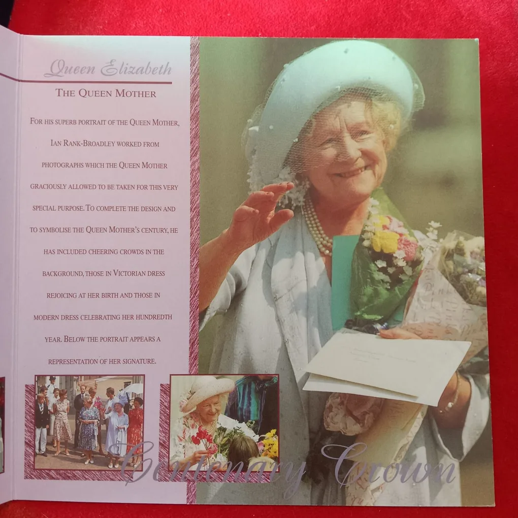 Rare Queen Elizabeth The Queen Mother Centenary Crown 5 Pounds 2000 Year Proof Coin Set Issue by Royal Mint