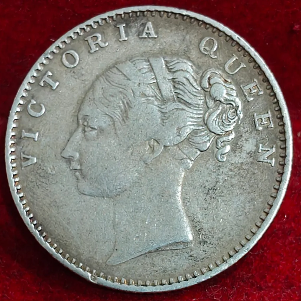 Victoria 1/2 Ruppes East india company 1840 (continue legend) silver coin #1