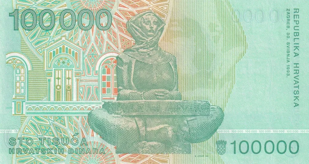 Croatia 100 000 Dinara GEM UNC Rare Note#Q