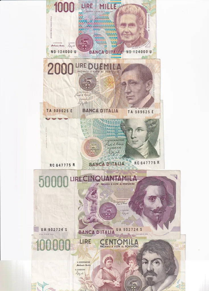 Italy 5 Different Denomination Rare (5 Note Set )