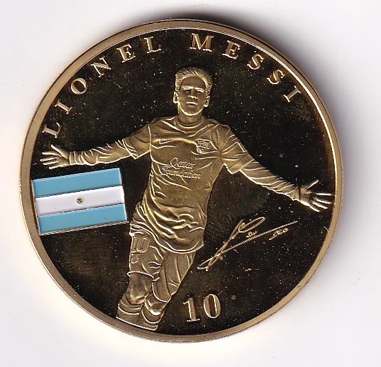 Lionel Messi FC 10 Barcelona World Cup Gold Coin Argentina Gold plated medallion Rare Coin # Z- 1331