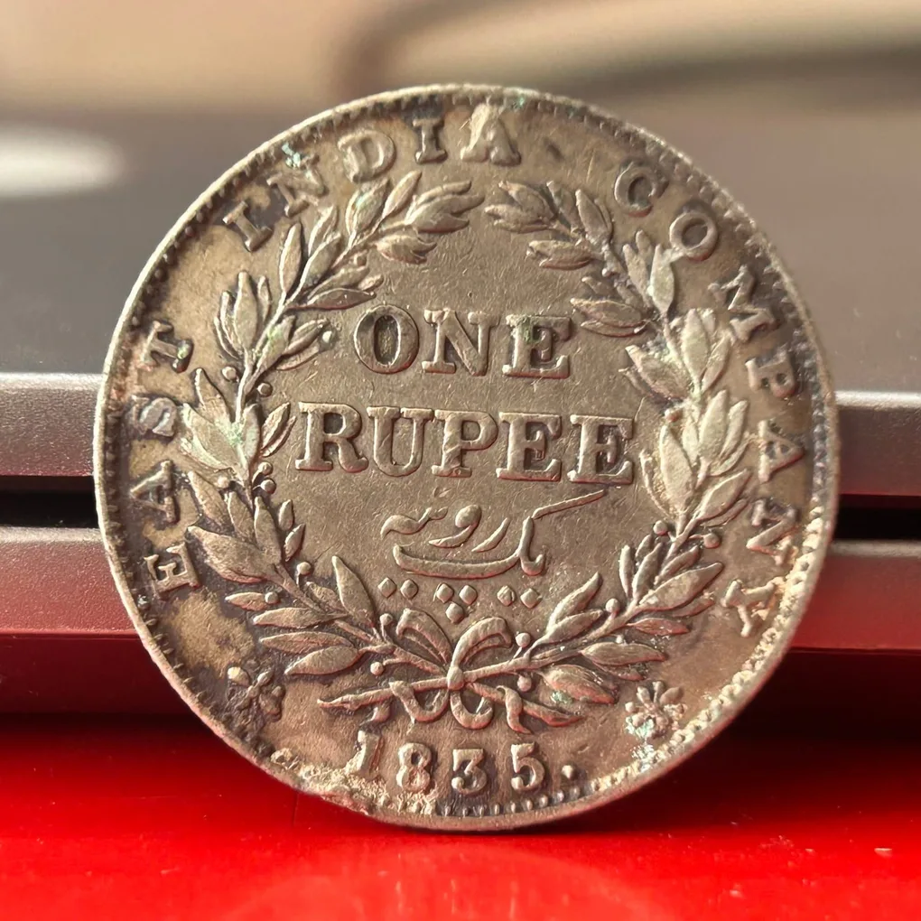 Rare One Rupee 1835 Plain Neck Silver Coin of King William IV Collectible Coins of East India Company Silver 11.66 Gram