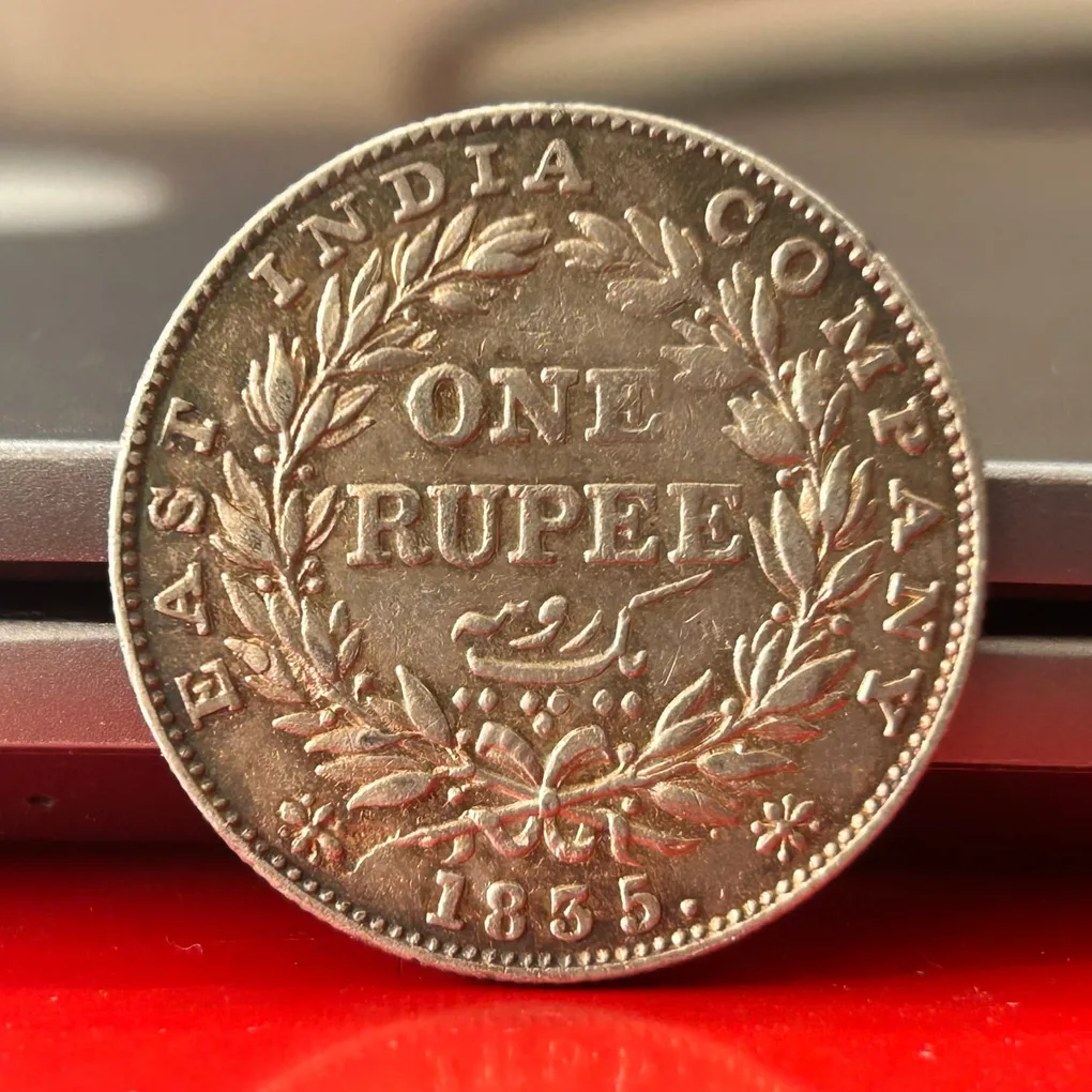 Rare One Rupee 1835 Plain Neck Silver Coin of King William IV Collectible Coins of East India Company Silver 11.66 Gram