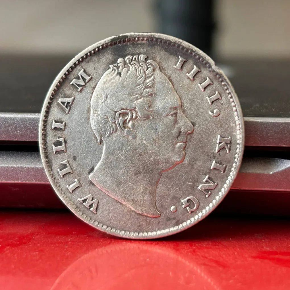 Rare One Rupee 1835 Plain Neck Silver Coin of King William IV Collectible Coins of East India Company Silver 11.66 Gram