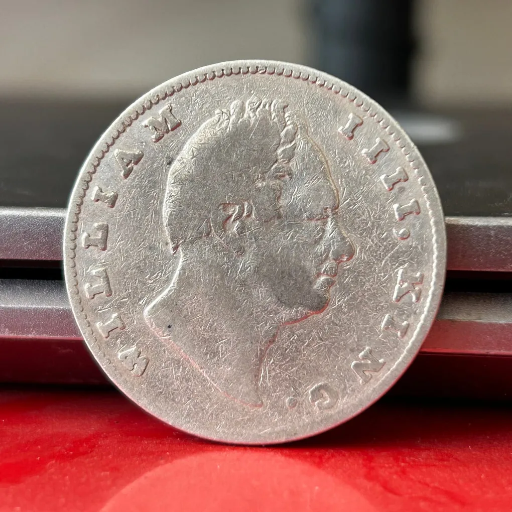Rare One Rupee 1835 Plain Neck Silver Coin of King William IV Collectible Coins of East India Company Silver 11.66 Gram