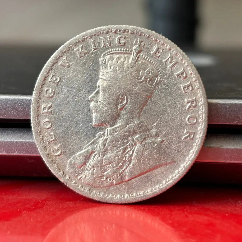 Rare 1917 One Rupee of George V King Emperor Calcutta Mint Silver 11.66 Gram British India Coin Same as per shown given