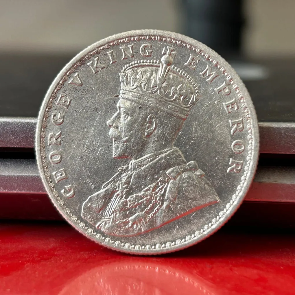 Rare 1918 One Rupee of George V King Emperor Calcutta Mint Silver 11.66 Gram British India Coin Same as per shown given