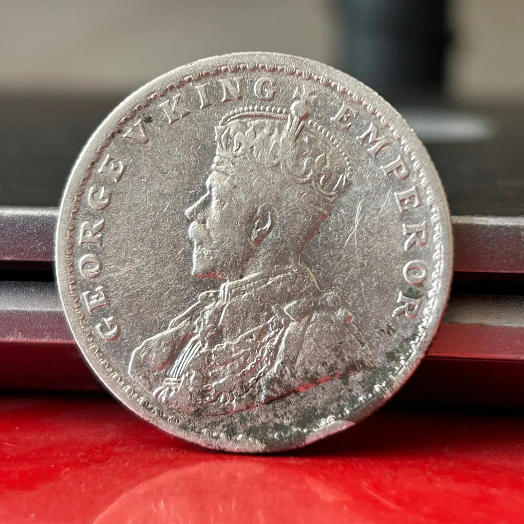 Rare 1918 One Rupee of George V King Emperor Calcutta Mint Silver 11.66 Gram British India Coin Same as per shown given