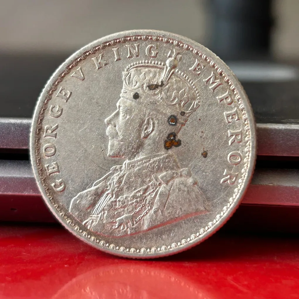 Rare 1918 One Rupee of George V King Emperor Calcutta Mint Silver 11.66 Gram British India Coin Same as per shown given