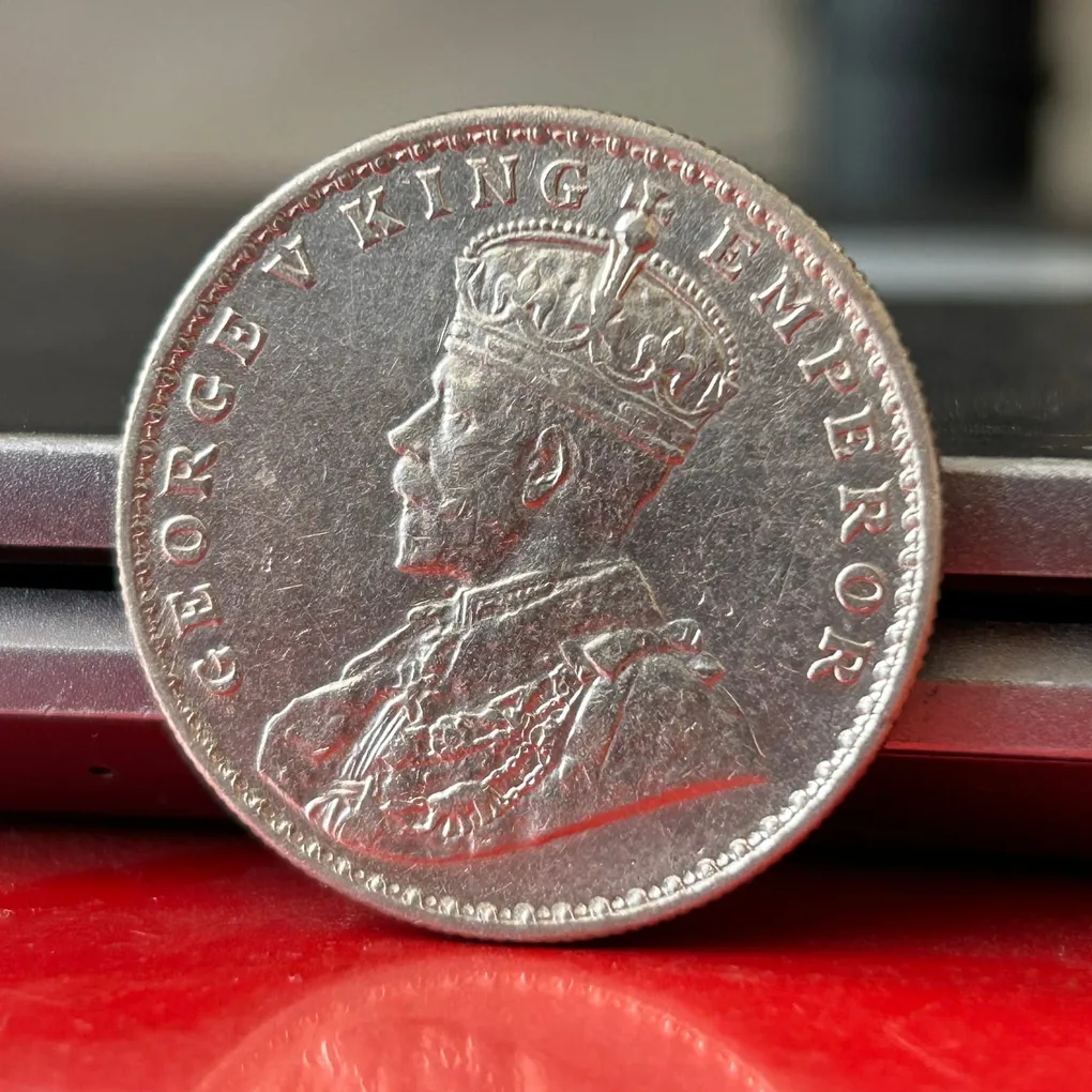 Rare 1918 One Rupee of George V King Emperor Bombay Mint Silver 11.66 Gram British India Coin Same as per shown given