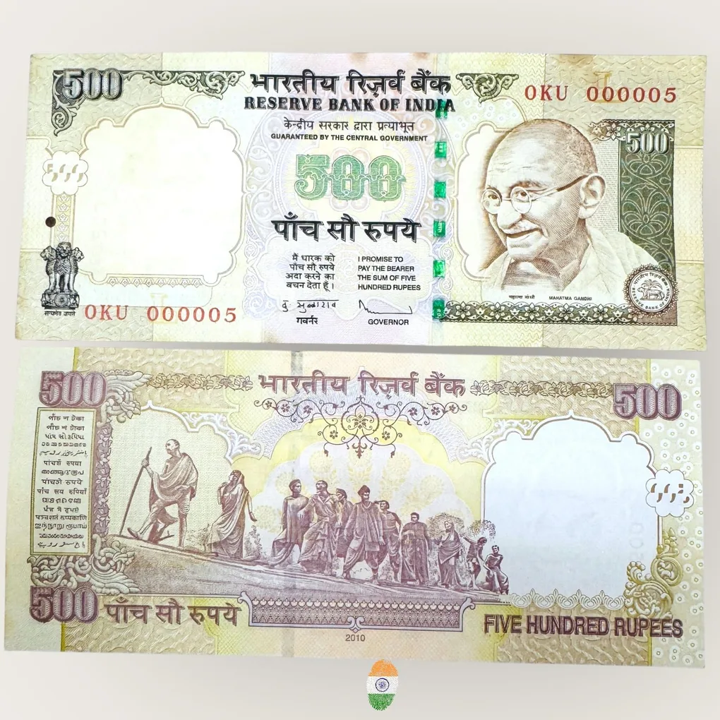 I37 Rs 500 India Banknote Signature Series Signed by Subharao Inset L 2010 Issue UNC Unique and Rare