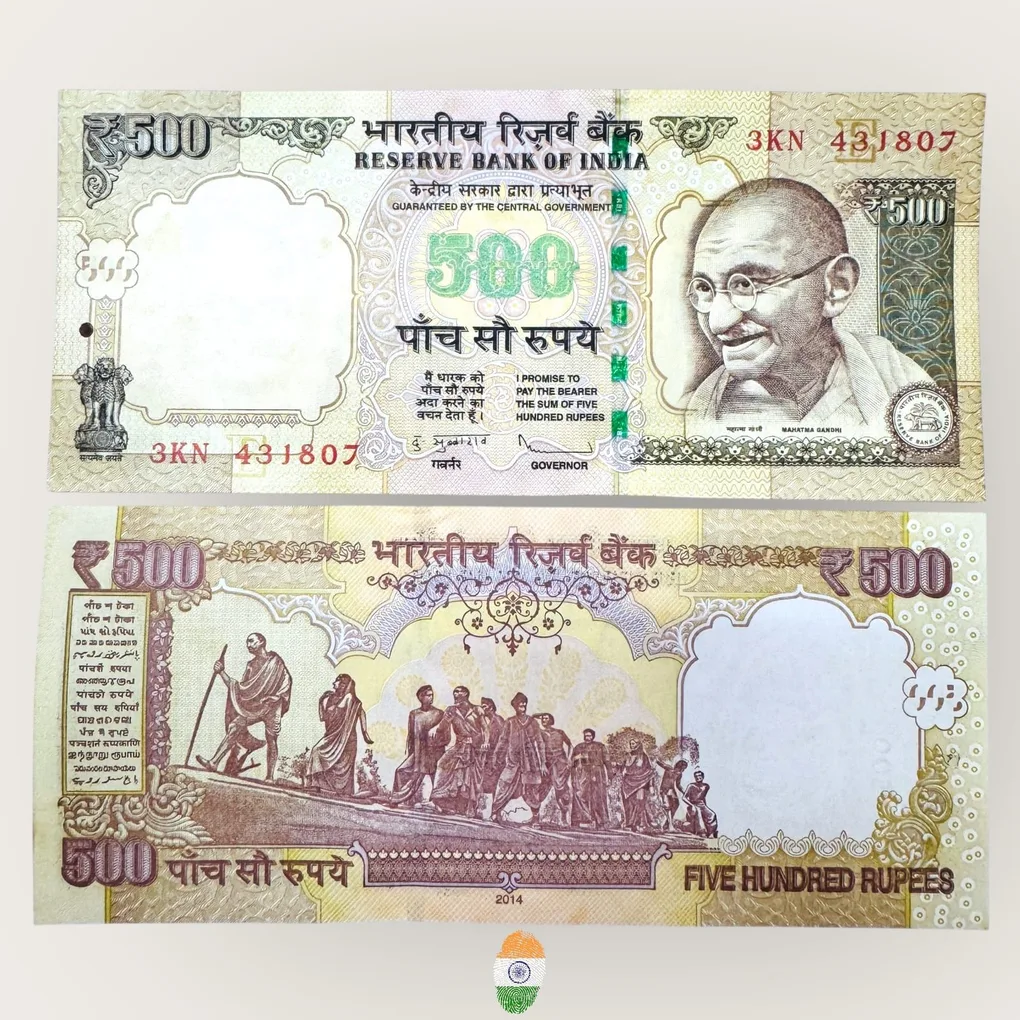 I53 Rs 500 India Banknote Signature Series Signed by Subharao Inset E 2014 Issue UNC Unique and Rare