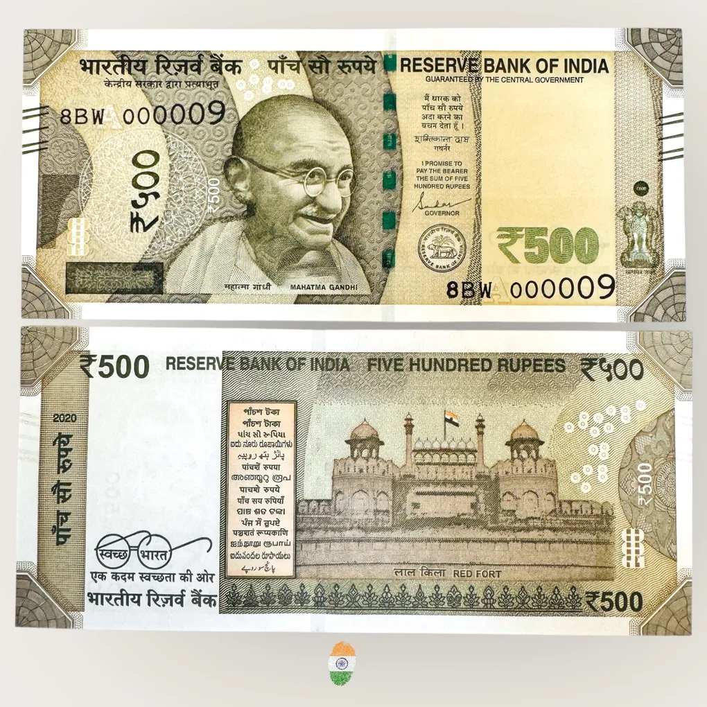 I92 Rs 500 India Banknote Signature Series Signed by Shaktikant Das Inset A 2020 Issue UNC Unique and Rare