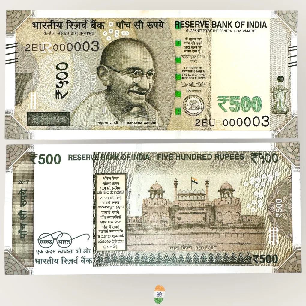 I78 Rs 500 India Banknote Signature Series Signed by Urjit Patel Inset R 2017 Issue UNC Unique and Rare