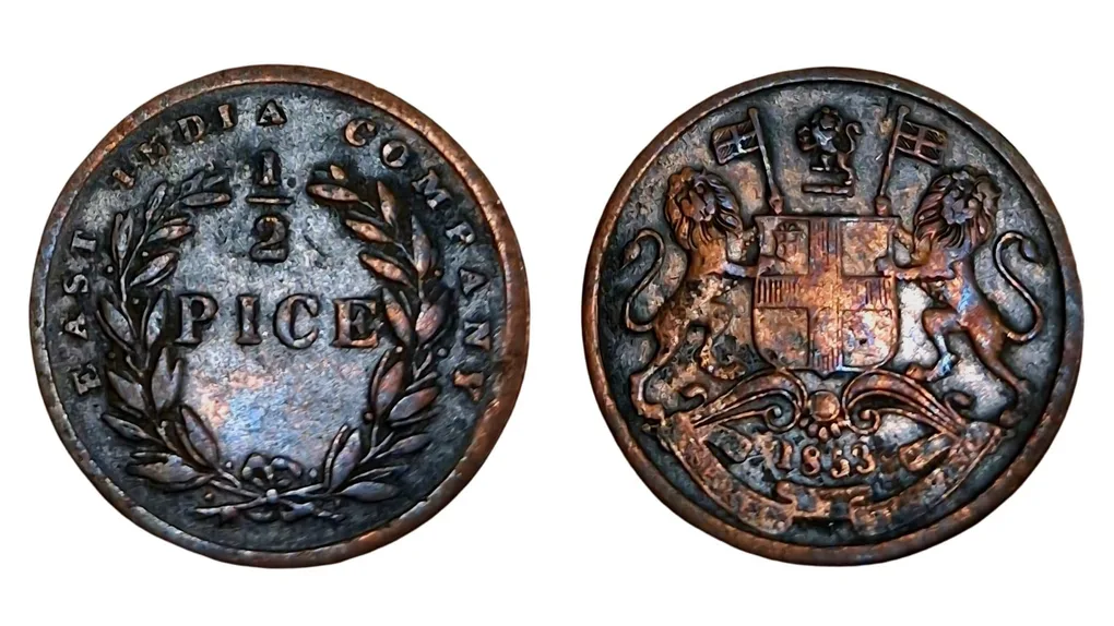 British India Copper One Pice Year 1853 "East India Company" **Rare** High Collectable Grade.
