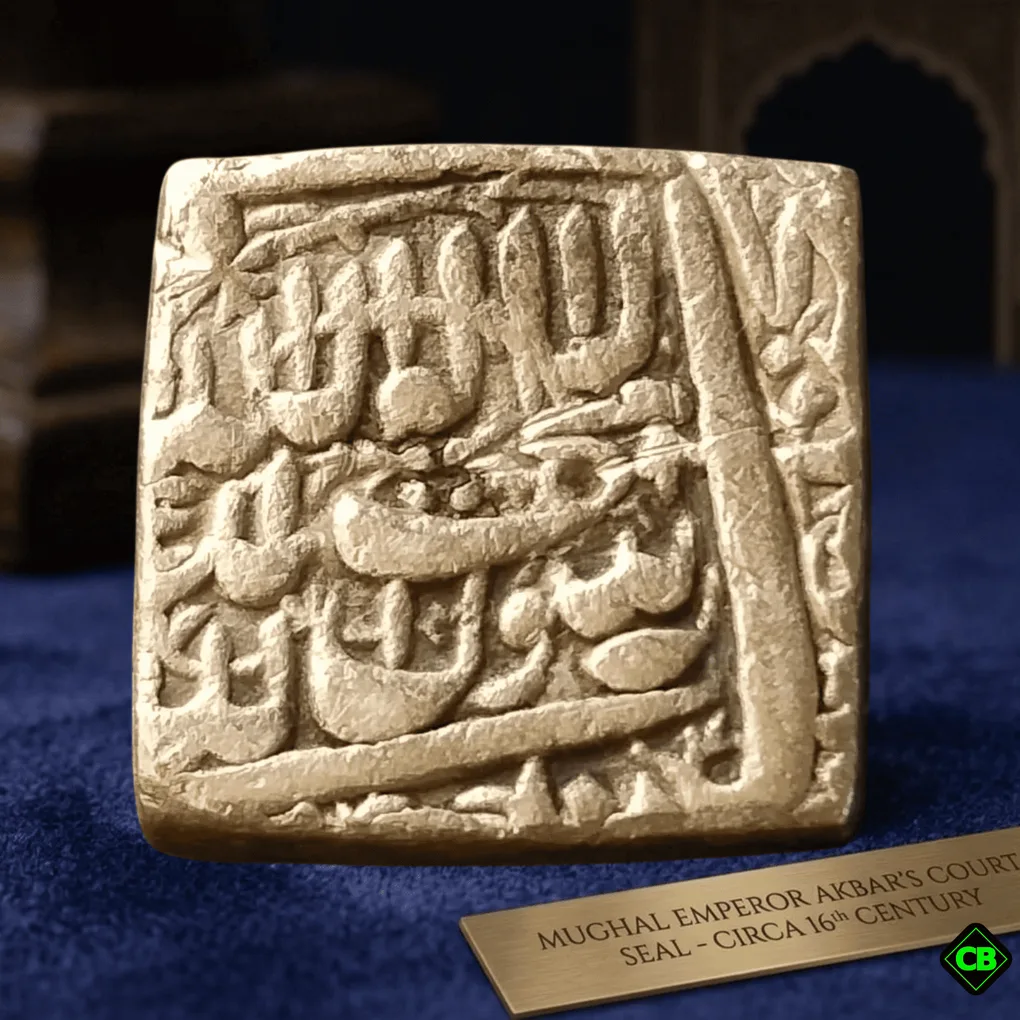 Most Famous Mughal Empire Emperor Akbar Silver Square Rupee Coin | Urdu Zafar Qarin (Camp Mint) | AH 1000 (Alf) | Extremely Fine Condition (copy)