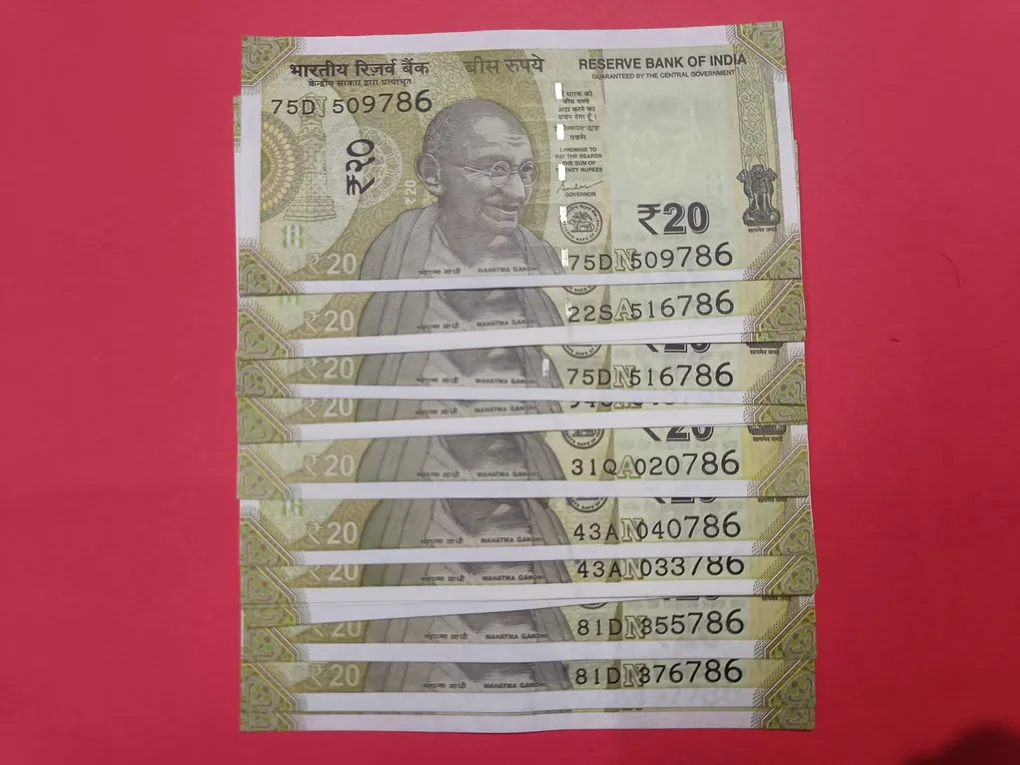 20 Rs Set of 15 Notes ending with 786 GEM UNC Condition