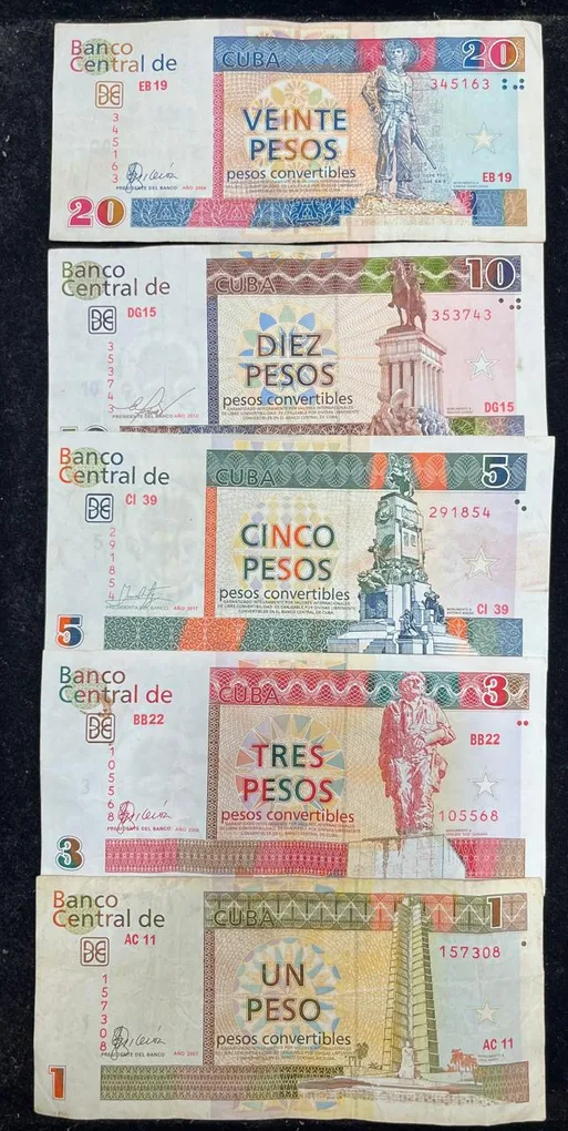 CUBA 5 PCS Set Extermaly Bank Note Set