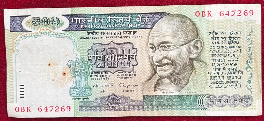 500 Rupees Dandi Issue Governor C.Rangarajan Rare Note
