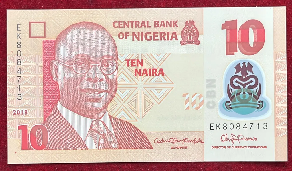 Nigeria 10 Naira GEM UNC Bank Polymar Note