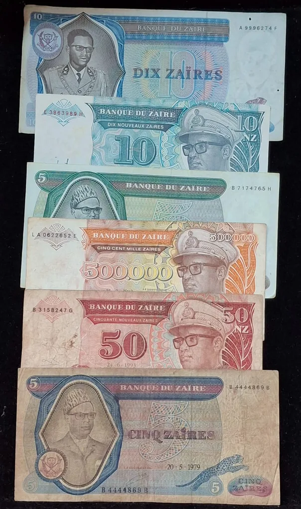 24 Different Zaire All Different Denomination Rare (24 Note Set)