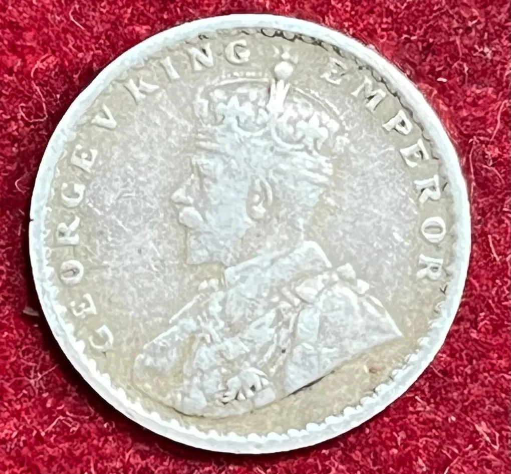 2 Annas british india silver - George V 1912 rare coin # z-1310