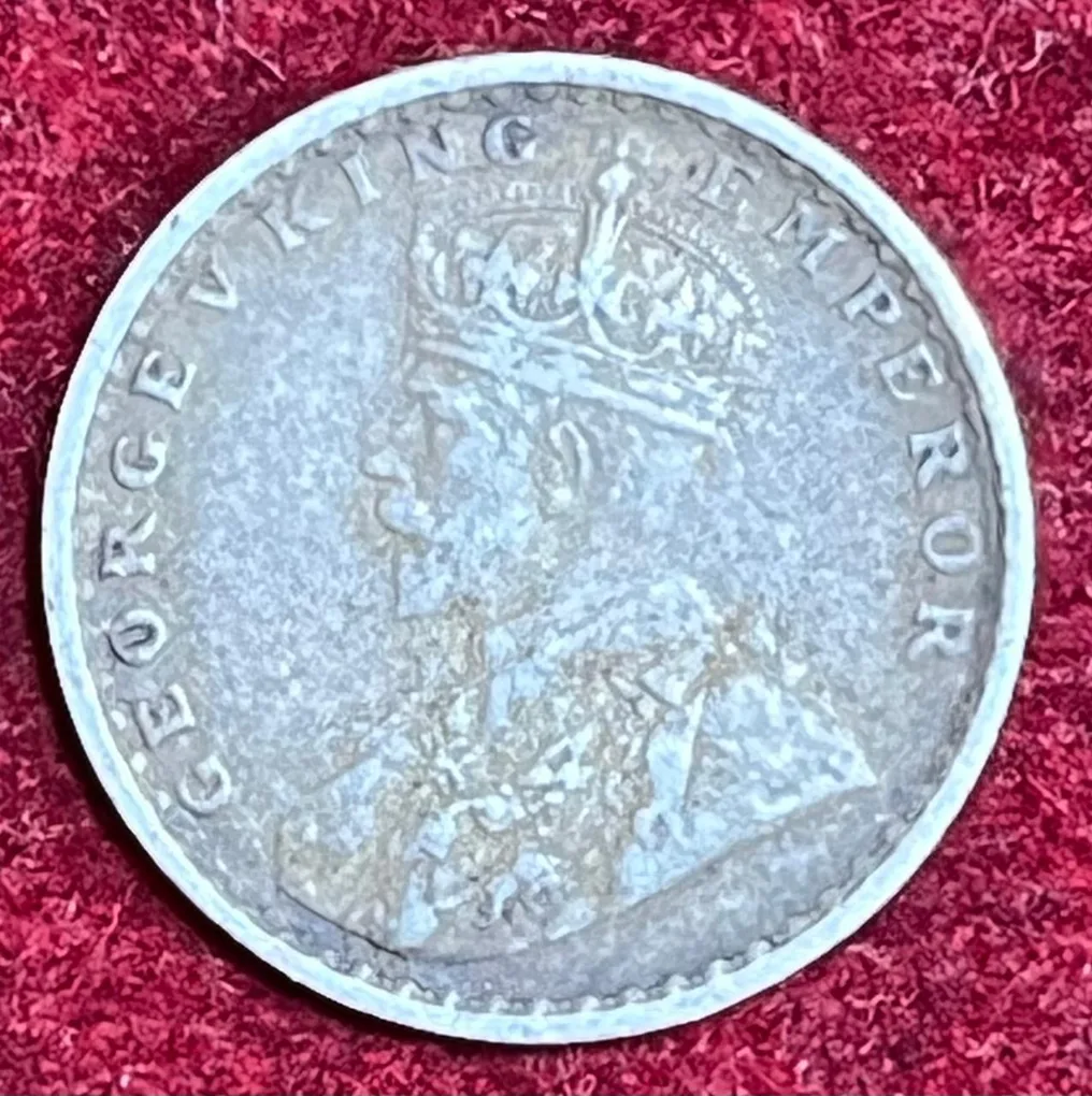 2 annas british india silver 1914 george V rare coin # z-1312